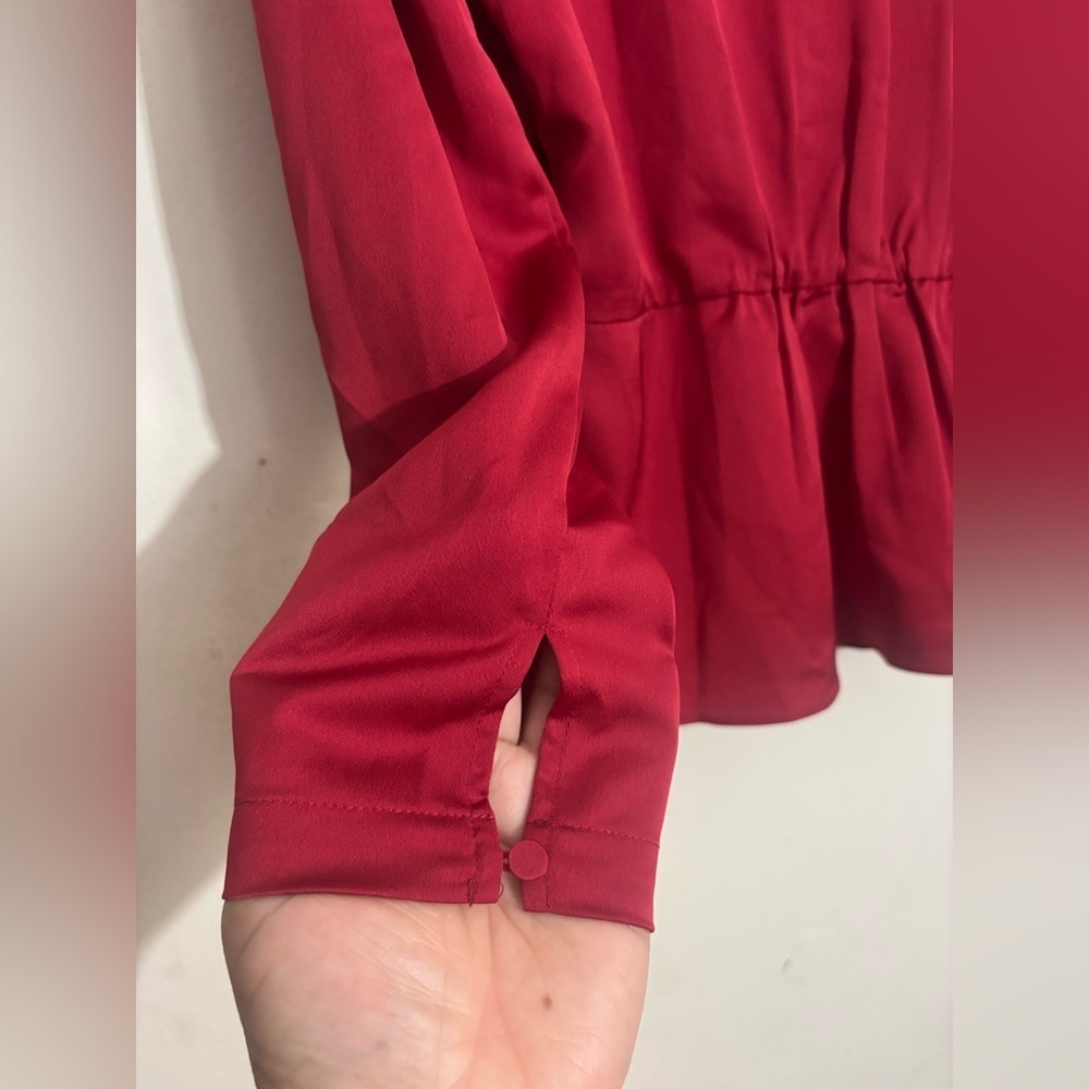 J Crew Long-Sleeve Peplum Top in Satin-Crepe Red Women's 2 - Picture 7 of 15
